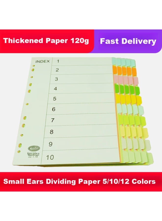 elifo Yili Feng, Page Separators, Index Dividers, Classification Paper, Index Paper, Loose-leaf Paper, Paper Plastic Digital English Three-hole Binder Specific, 10 Colors Page Separators 50 Sheets 1 Pack - Image 1