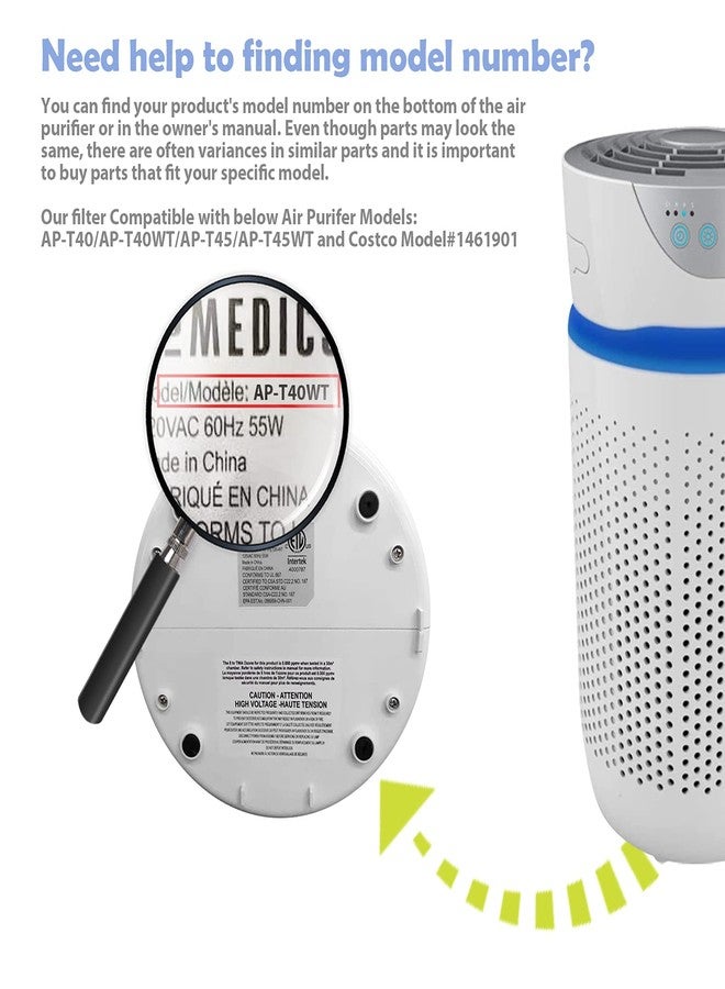 Ulrempart AP-T40FL Replacement Filter Compatible with Homedics Air Purifier Models# AP-T45, AP-T45WT, AP-T40, AP-T40WT, AP-T40WTAR,1461901 (Costco Model) - Image 5