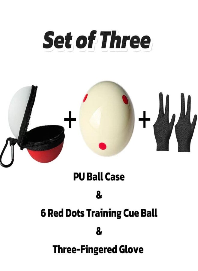 Sinkkuma 6 Dots Cue ball with case,Training Billiard Ball,2 1/4" Pool Cue Ball with Six Dots,Three Finger Gloves and Billiard Ball Bag (Black) - Image 2