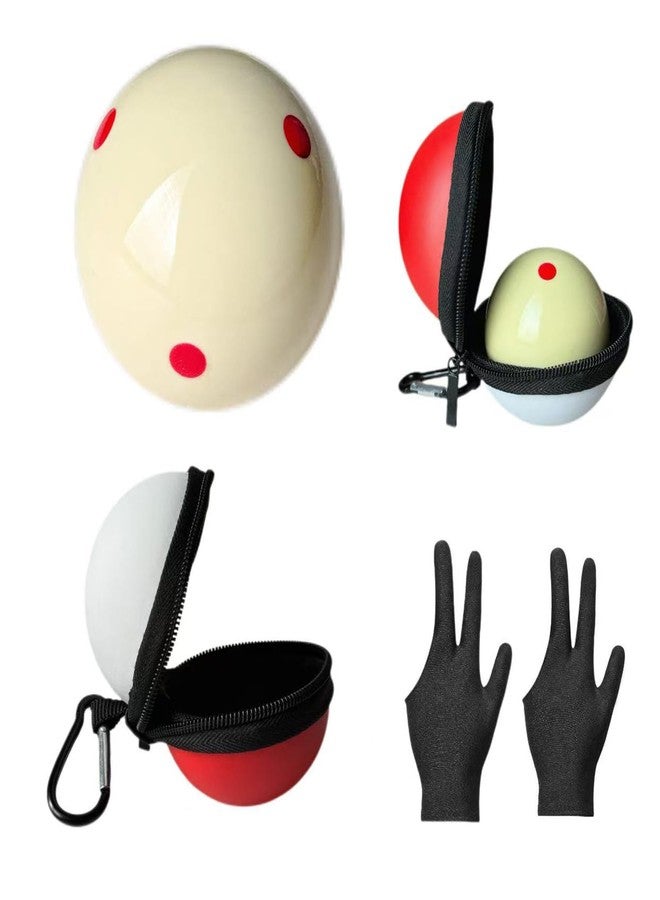 Sinkkuma 6 Dots Cue ball with case,Training Billiard Ball,2 1/4" Pool Cue Ball with Six Dots,Three Finger Gloves and Billiard Ball Bag (Black) - Image 1