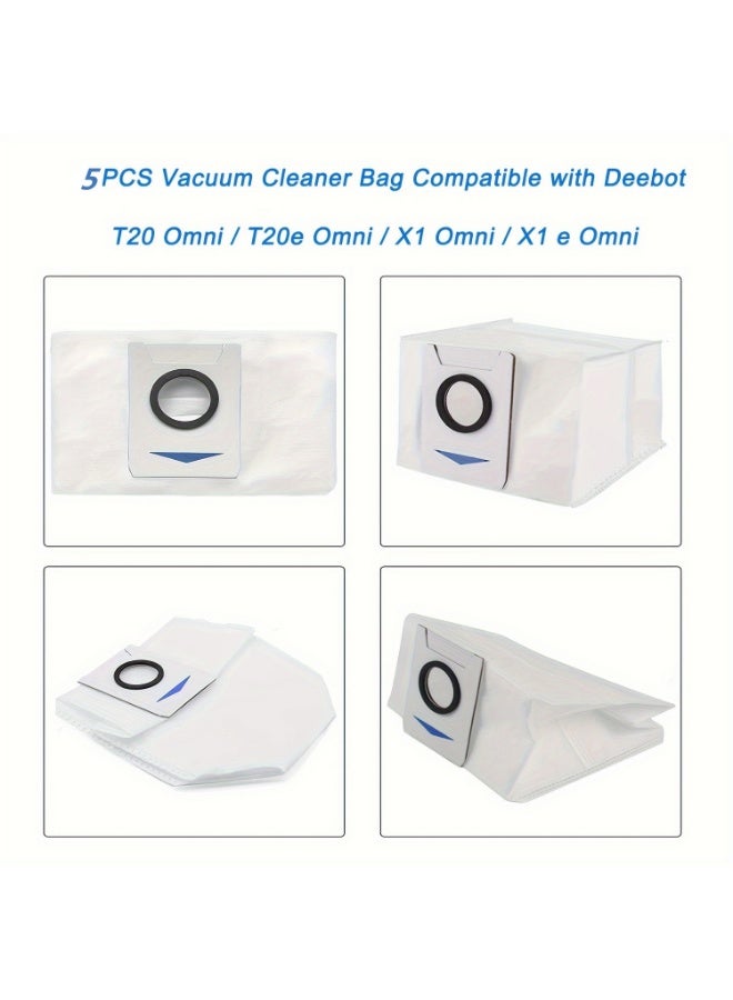 5Pack Dust Bags Compatible with ECOVACS DEEBOT X1 OMNI Turbo T10 T20 Omni T20/T20 Max/T20 Pro/X&T Series Robot Vacuum Cleaner - Disposable Replacement Vacuum Bags - Image 2