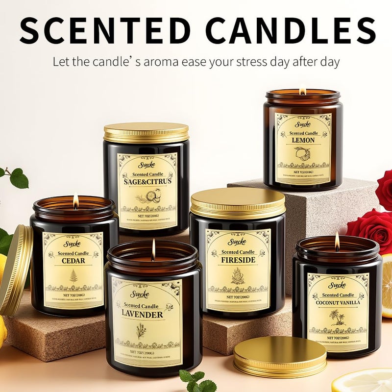 SVECKE Coconut Vanilla Scented Candles, 7oz Soy Wax Candle, Long Lasting Aromatherapy Jar Candle for Home, Scented Long Burning Candle Gift for Women and Men - Image 5