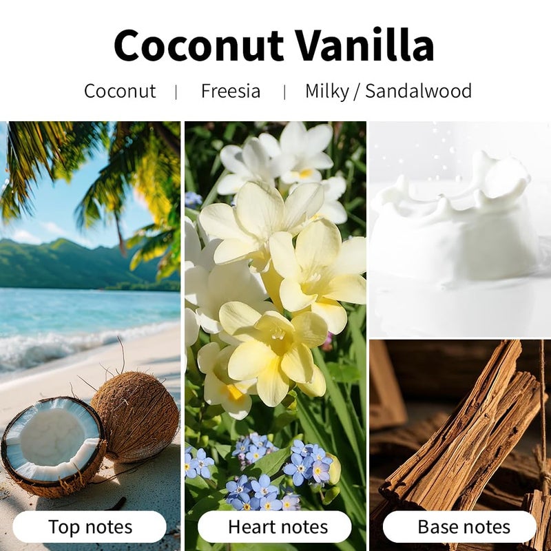 SVECKE Coconut Vanilla Scented Candles, 7oz Soy Wax Candle, Long Lasting Aromatherapy Jar Candle for Home, Scented Long Burning Candle Gift for Women and Men - Image 3