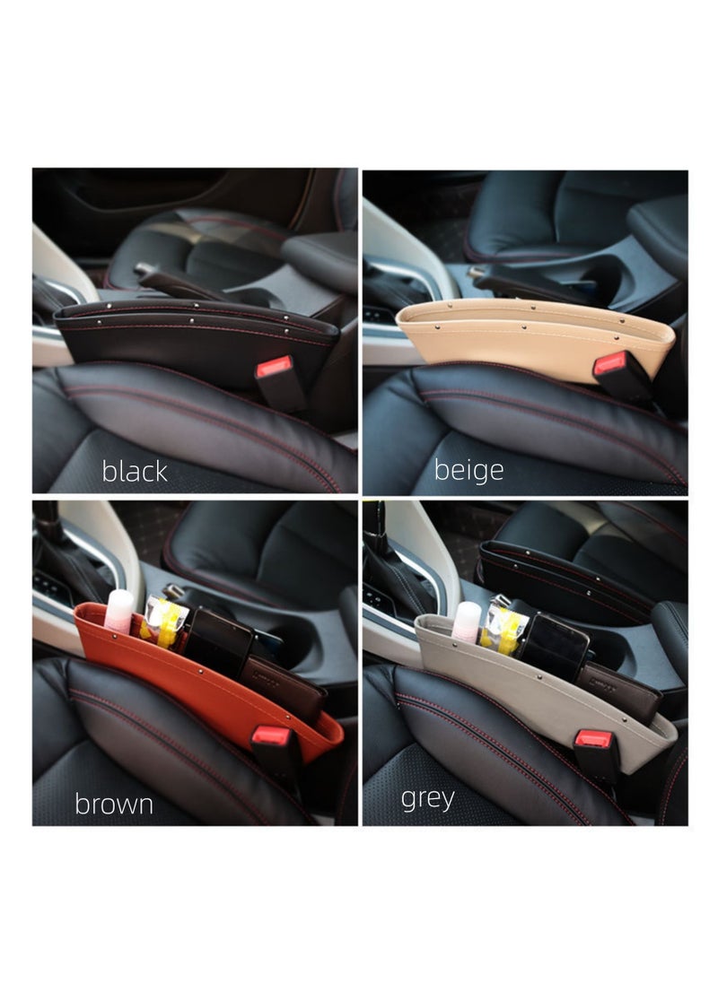 NOVOLAN - NOVOLAN Car Storage Box Seat Gap Car Garbage Bin Car Mobile Phone Storage Box Bag Leather Storage, Space-saving, Attractive and Practical, Easy Installation, Large Convenient Storage 1 Pack (grey) - Image 1