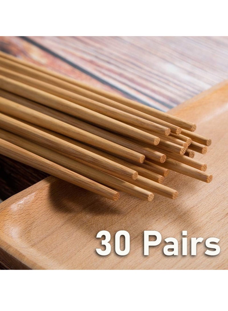 60 Pcs Reusable Bamboo Chopsticks - Natural Bamboo, 24cm Long Chopsticks for Sushi, Rice, Noodles - Chinese & Japanese Style - Image 5