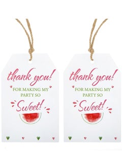 Generic Watermelon Thank You Gift Tags,Thank You Party Favor Tags,100Pcs 1st Happy Birthday Gift Tags with String,Sweet Watermelon Thank You Hanging Paper Tags for Party,Wedding,Baby Shower Favors  - Image 1