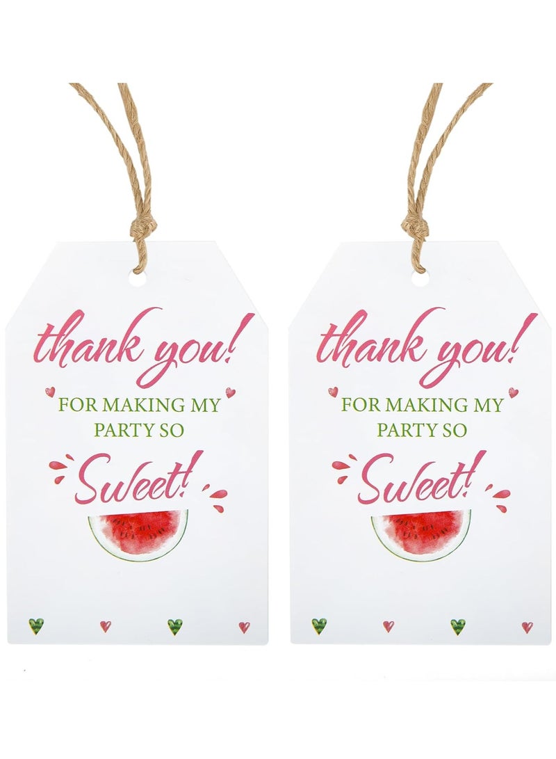 Watermelon Thank You Gift Tags,Thank You Party Favor Tags,100Pcs 1st Happy Birthday Gift Tags with String,Sweet Watermelon Thank You Hanging Paper Tags for Party,Wedding,Baby Shower Favors - Image 1