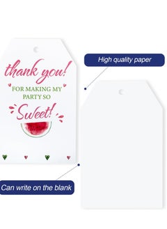 Generic Watermelon Thank You Gift Tags,Thank You Party Favor Tags,100Pcs 1st Happy Birthday Gift Tags with String,Sweet Watermelon Thank You Hanging Paper Tags for Party,Wedding,Baby Shower Favors  - Image 2