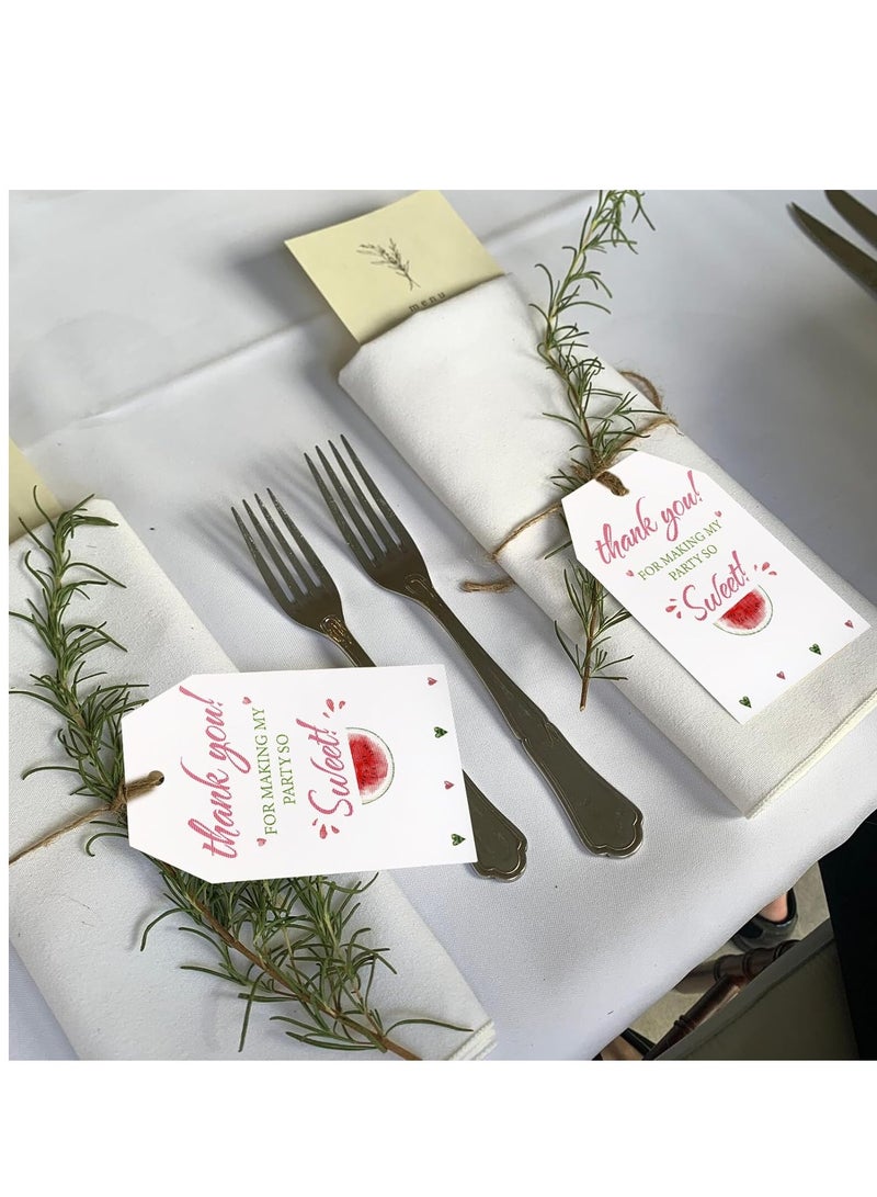 Watermelon Thank You Gift Tags,Thank You Party Favor Tags,100Pcs 1st Happy Birthday Gift Tags with String,Sweet Watermelon Thank You Hanging Paper Tags for Party,Wedding,Baby Shower Favors - Image 3