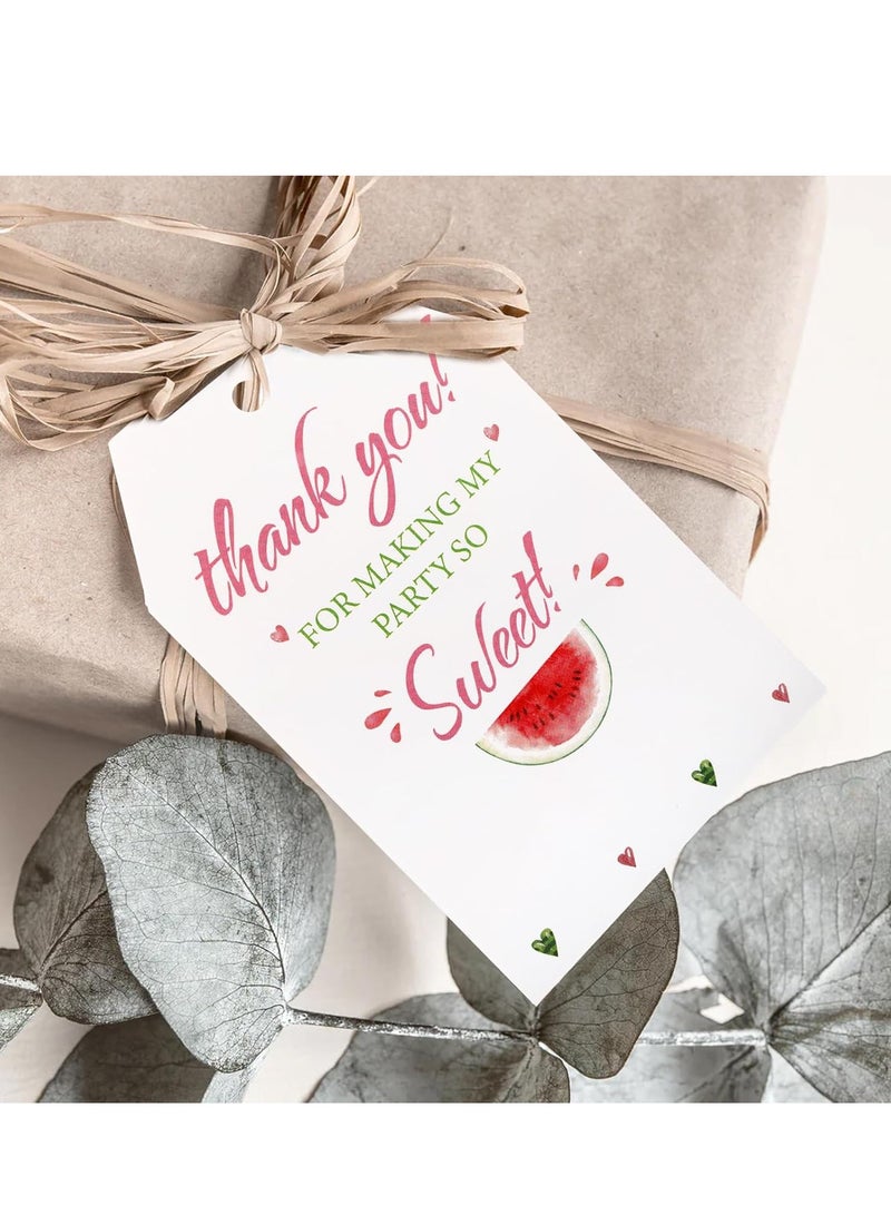 Watermelon Thank You Gift Tags,Thank You Party Favor Tags,100Pcs 1st Happy Birthday Gift Tags with String,Sweet Watermelon Thank You Hanging Paper Tags for Party,Wedding,Baby Shower Favors - Image 4