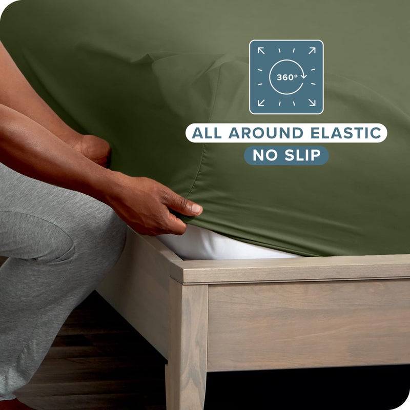 Bare Home 2-Pack Fitted Bottom Sheets Short Queen - Premium 1800 Ultra-Soft Wrinkle Resistant Microfiber - Deep Pocket (Short Queen  Cypress) - Image 3