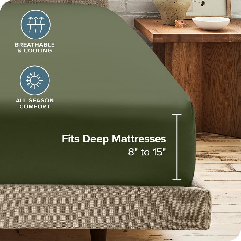 Bare Home 2-Pack Fitted Bottom Sheets Short Queen - Premium 1800 Ultra-Soft Wrinkle Resistant Microfiber - Deep Pocket (Short Queen  Cypress) - Image 4