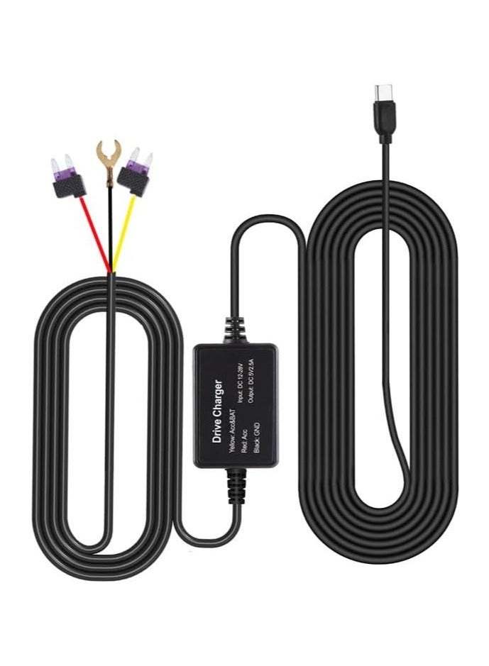 SYXUMLKLS Hardwire Kit, 10ft Mini USB for 70mai Car Dash Cams, 12V-30V to 5V/2.4A, Low Voltage Protection, 24 Hour Parking Surveillance Power Supply for Dash Cam M500 A810 X200 X800 A500S A800S A200