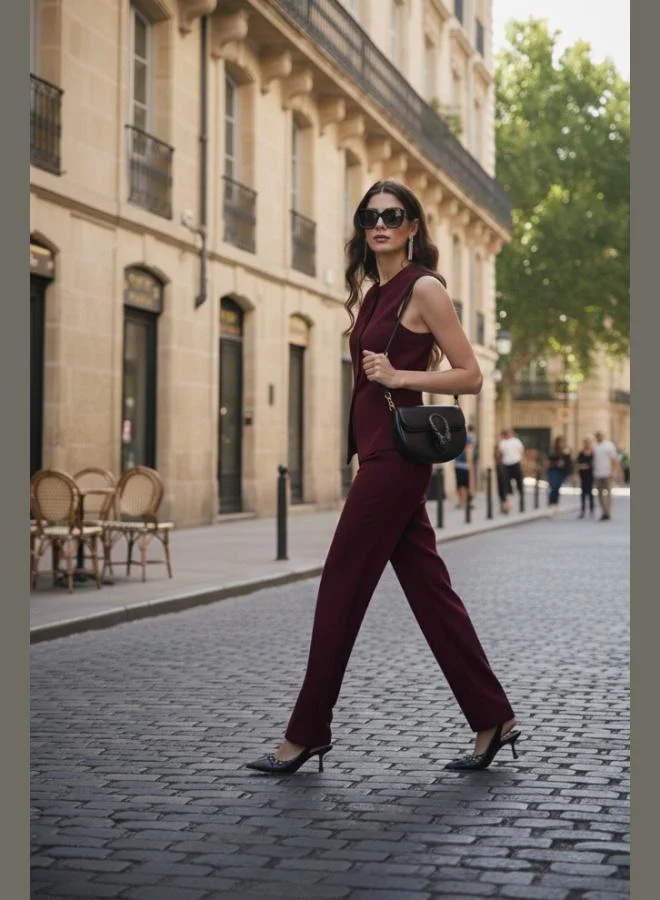 Lela Lela Regular Fit Crew Neck Sleeveless Buttoned Basic Blouse Vest Women's VEST 65200004