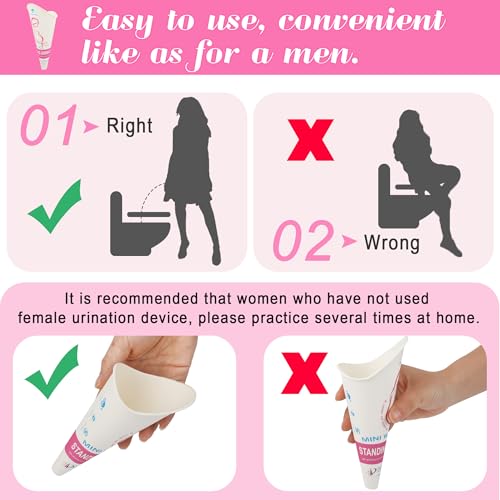 Luxiv 20 50 Pcs Disposable Female Urination Device, Portable Girl Urinal Funnel Women Outside Pee Cup Waterproof Paper Standing Pee Disposable Cup Female Urinal for Camping, Hiking (20) - Image 5