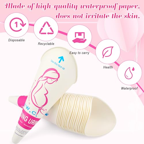 Luxiv 20 50 Pcs Disposable Female Urination Device, Portable Girl Urinal Funnel Women Outside Pee Cup Waterproof Paper Standing Pee Disposable Cup Female Urinal for Camping, Hiking (20) - Image 2
