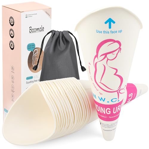 Luxiv 20 50 Pcs Disposable Female Urination Device, Portable Girl Urinal Funnel Women Outside Pee Cup Waterproof Paper Standing Pee Disposable Cup Female Urinal for Camping, Hiking (20) - Image 1