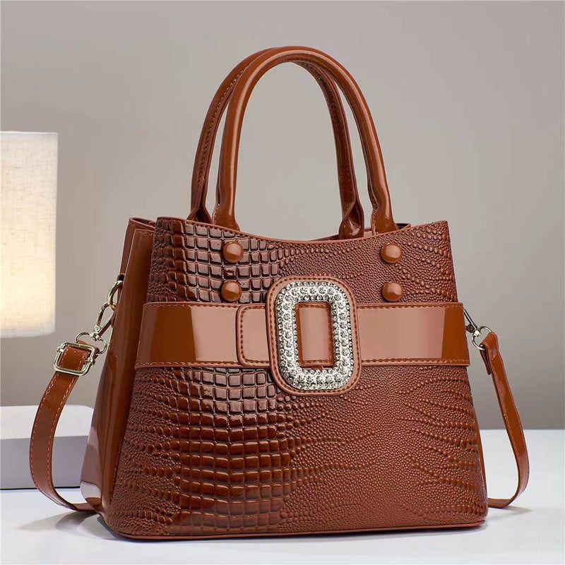 New Crocodile Pattern Simple Large Capacity Bucket Bag Women'S Handbag Retro Light Luxury Shoulder Crossbody Bag - Image 3