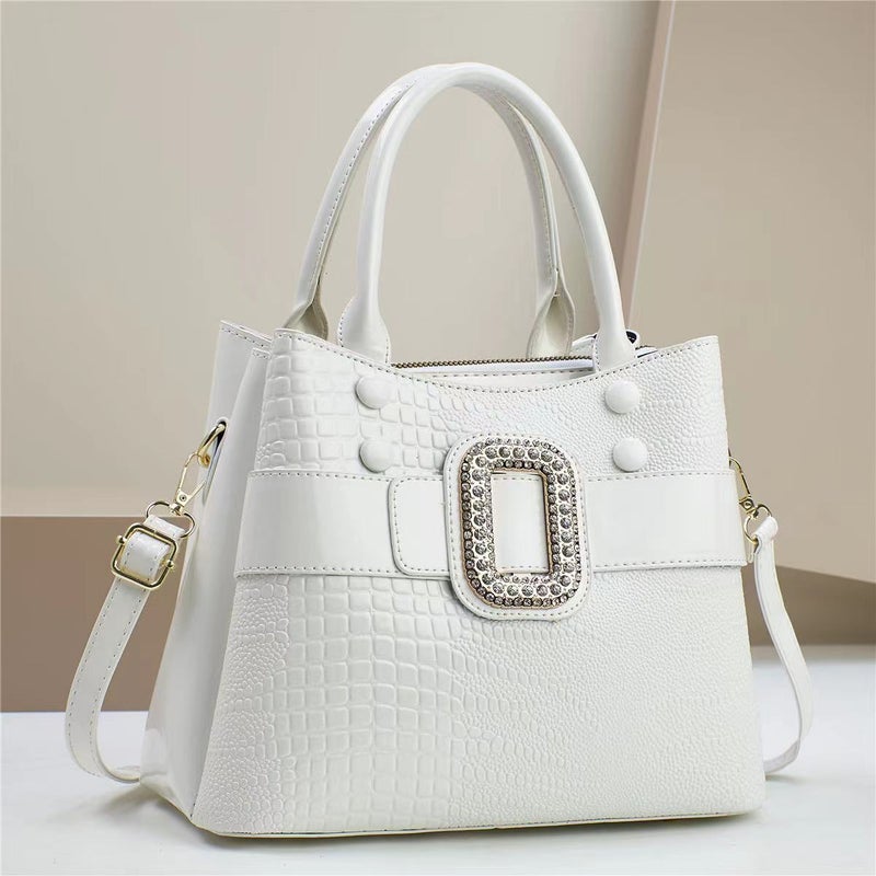 New Crocodile Pattern Simple Large Capacity Bucket Bag Women'S Handbag Retro Light Luxury Shoulder Crossbody Bag - Image 2