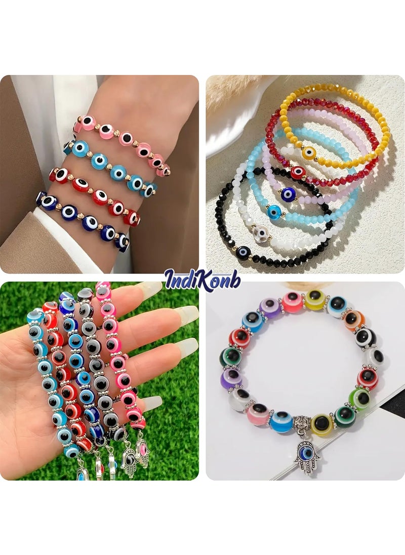 INDIKONB - INDIKONB Evil Eye Multicolour Small Round Beads 5mm for Jewellery Making - Protective Nazar Battu Batu Charms for Rakhi, DIY Crafts, and Accessories - Image 1