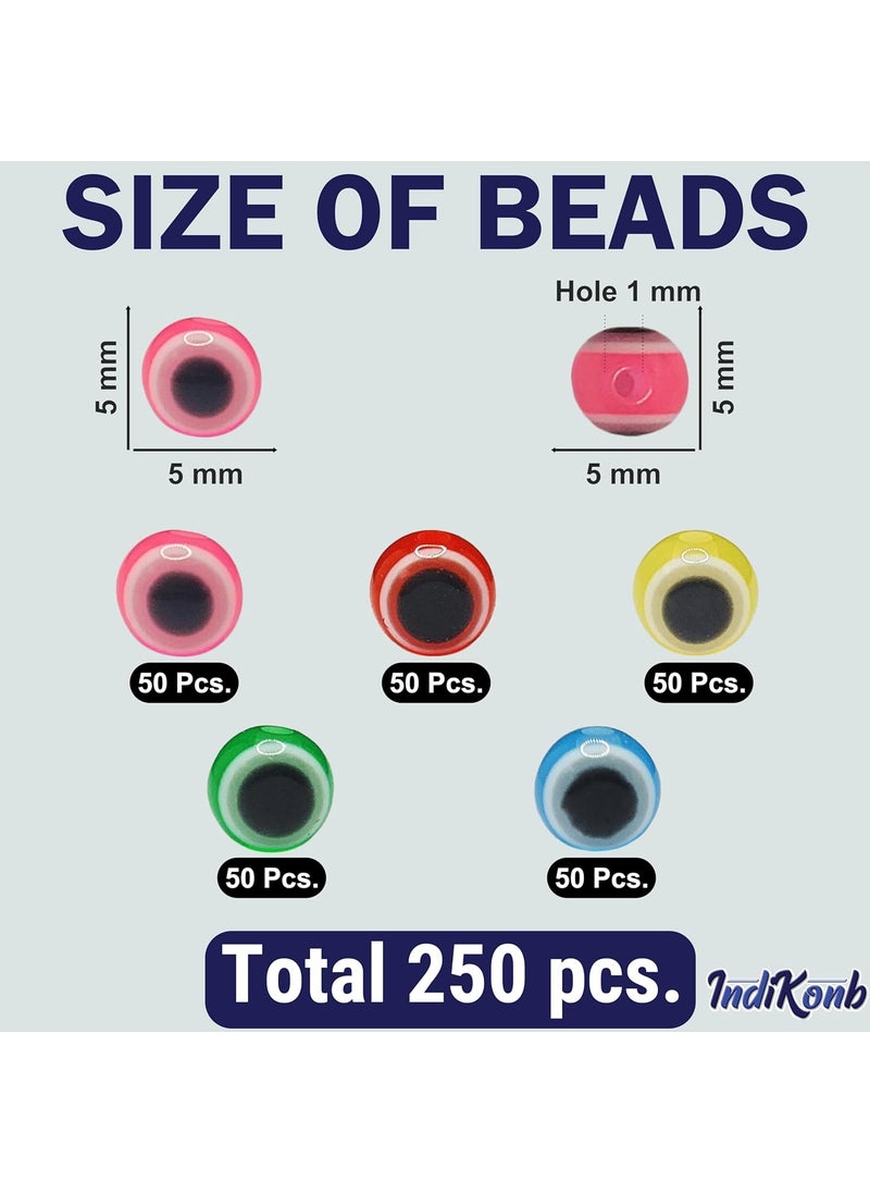 INDIKONB - INDIKONB Evil Eye Multicolour Small Round Beads 5mm for Jewellery Making - Protective Nazar Battu Batu Charms for Rakhi, DIY Crafts, and Accessories - Image 1