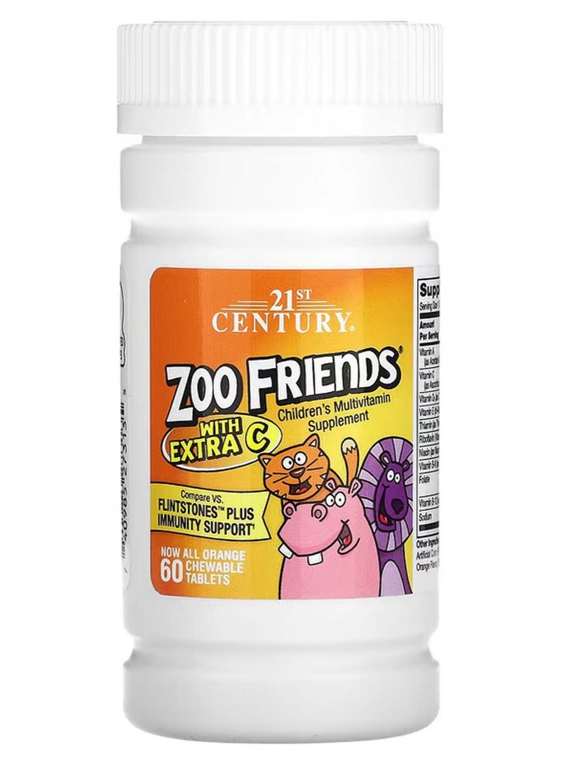 21st Century Zoo Friends with Extra C, Orange, 60 Chewable Tablets - Image 1