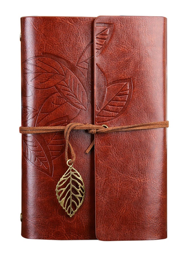 NIBEMINENT Creative Retro Autumn Leaves Travel Diary Notebook Brown