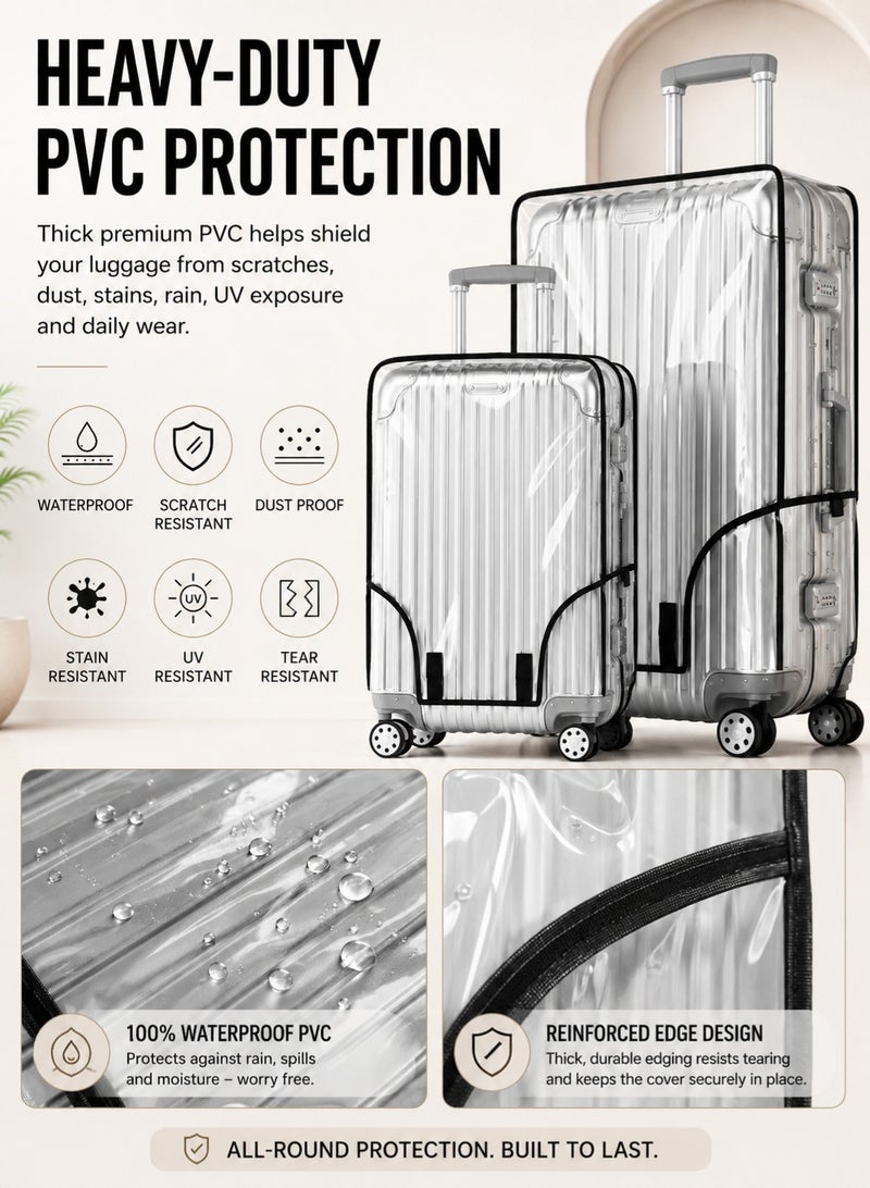 ثمانية فيبيهاوس غطاء عربة من البلاستيك (PVC) مقاس 20/24/28 بوصة، مجموعة من 3 أغطية شفافة للأمتعة، غطاء حقيبة مقاوم للخدش، غطاء واقي للأمتعة مقاوم للغبار والماء مخصص للحقائب ذات العجلات - Image 2