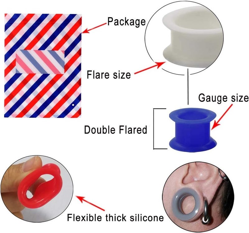 Oyaface 20 PCS Piercing Tunnel Set Soft/Hard Silicone Flesh Ear Plugs 2g-25mm Flexible Ear Stretching Gauge Expander - Image 5