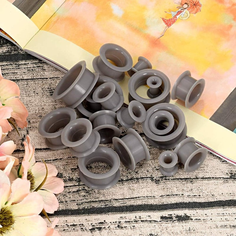 Oyaface 20 PCS Piercing Tunnel Set Soft/Hard Silicone Flesh Ear Plugs 2g-25mm Flexible Ear Stretching Gauge Expander - Image 3