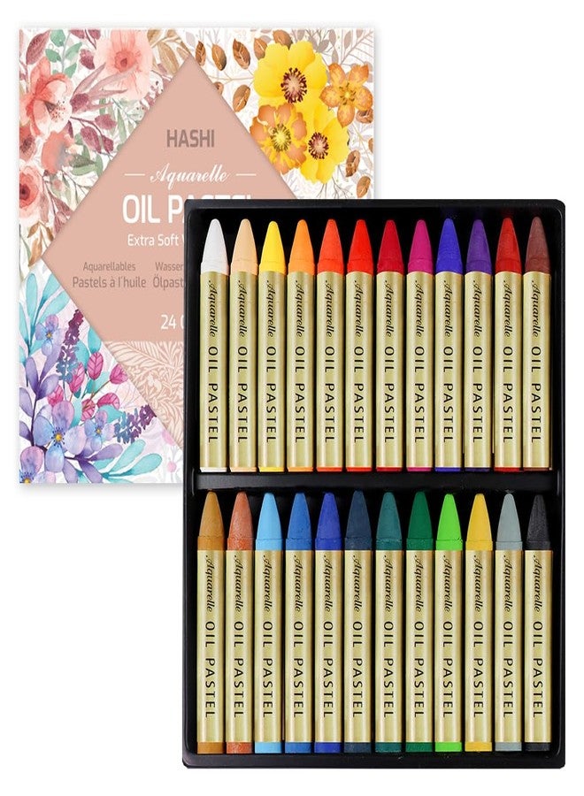 Hashi HA SHI Water-Soluble Oil Pastels for Artists 24 Colors, Soft Watercolor Art Sticks, Premium Art Supplies for Adult Artists - Blendable, Vibrant Hues, Korean Craftsmanship - Image 1