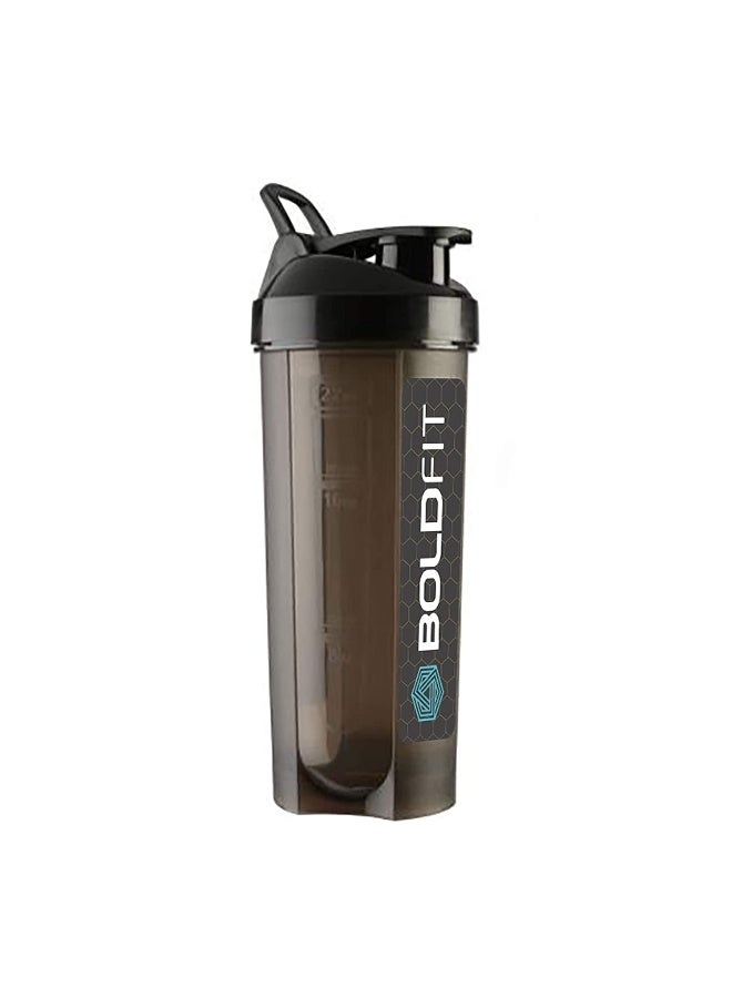 BOLDFIT Plastic Gym Typhoon Shaker Bottle 700Ml 100% Leakproof Guarantee Sipper Bottle Ideal For Protein,Preworkout And Bcaas,Bpa Free Material-Black - Image 1