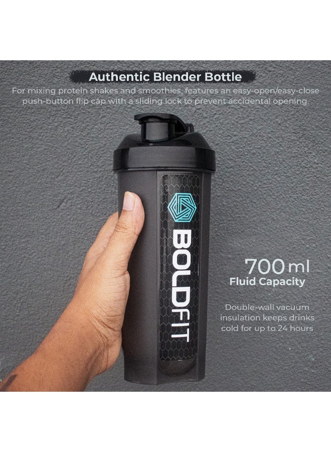 BOLDFIT Plastic Gym Typhoon Shaker Bottle 700Ml 100% Leakproof Guarantee Sipper Bottle Ideal For Protein,Preworkout And Bcaas,Bpa Free Material-Black - Image 2