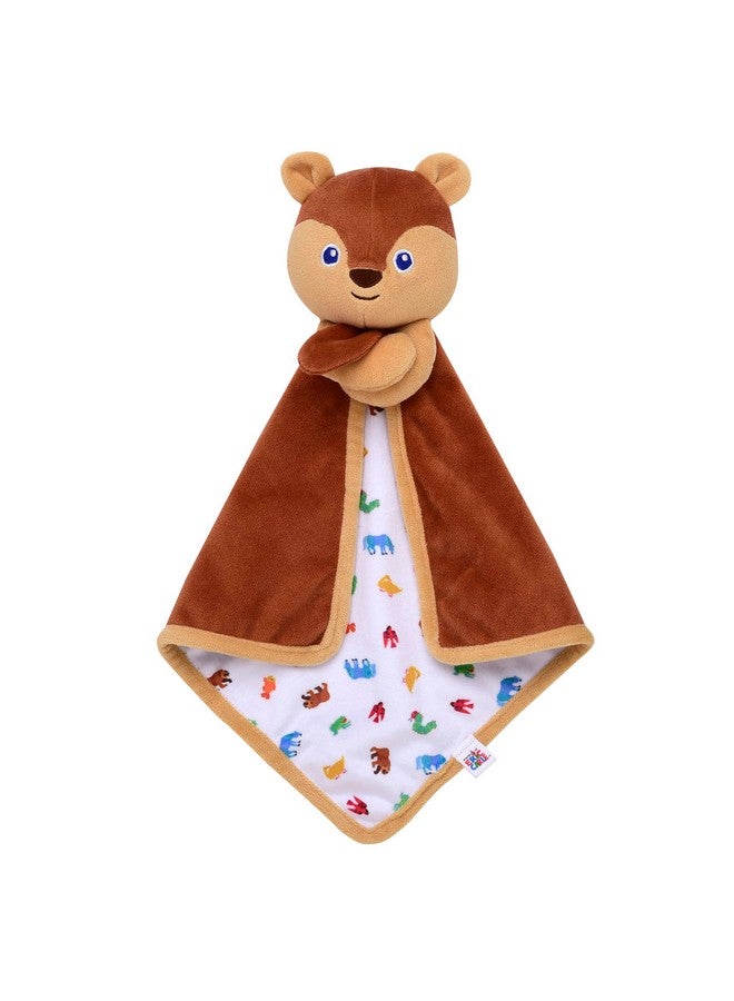 Baby Starters Brown Bear (What Do You See?) Snuggle Blanket With Rattle, Brown With Colorful Animals, 14 Inch - Image 1