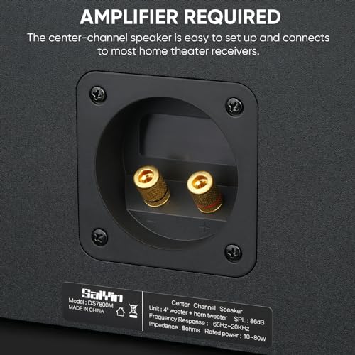 Saiyin Center Channel Speaker,Dual 4-Inch Woofers and Silk Tweeter, Crystal-Clear for Home Theater Dialogue,Passive, Wall Mountable, Single - Image 3