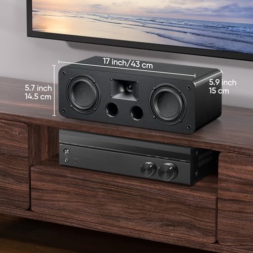 Saiyin Center Channel Speaker,Dual 4-Inch Woofers and Silk Tweeter, Crystal-Clear for Home Theater Dialogue,Passive, Wall Mountable, Single - Image 2