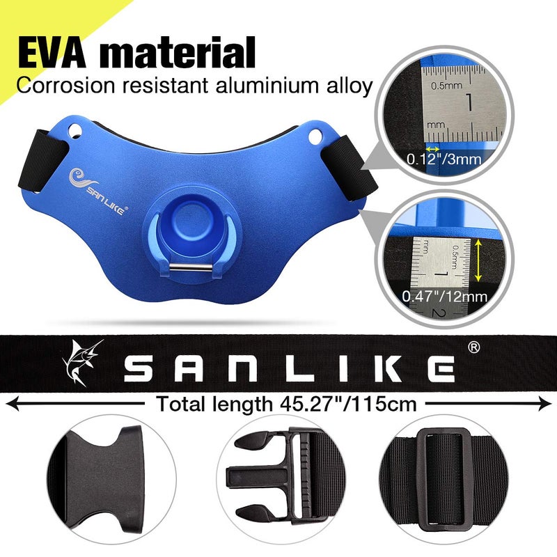 SAN LIKE Fishing Rod Holder - Adjustable Aluminum/Carbon Fiber Waist Fighting Belt - Stand-up Offshore Gimbal Padded Fishing Pole Belt (Blue) - Image 2