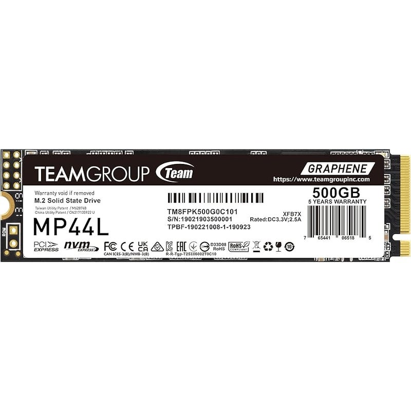TeamGroup MP44L 500GB SLC Cache NVMe 1.4 PCIe Gen 4x4 M.2 2280 Laptop&Desktop SSD (R/W Speed up to 5,000/3,700MB/s) TM8FPK500G0C101 - Image 1