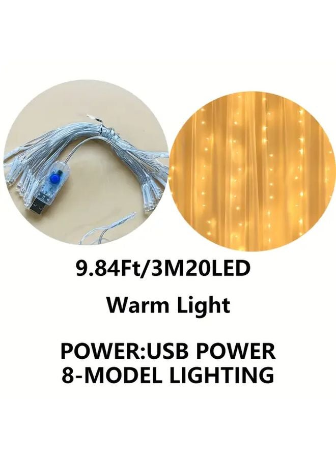 USB Fairy String Lights 20LED Warm White 9 84Ft 8 Modes Remote Control For Indoor Outdoor - Image 1