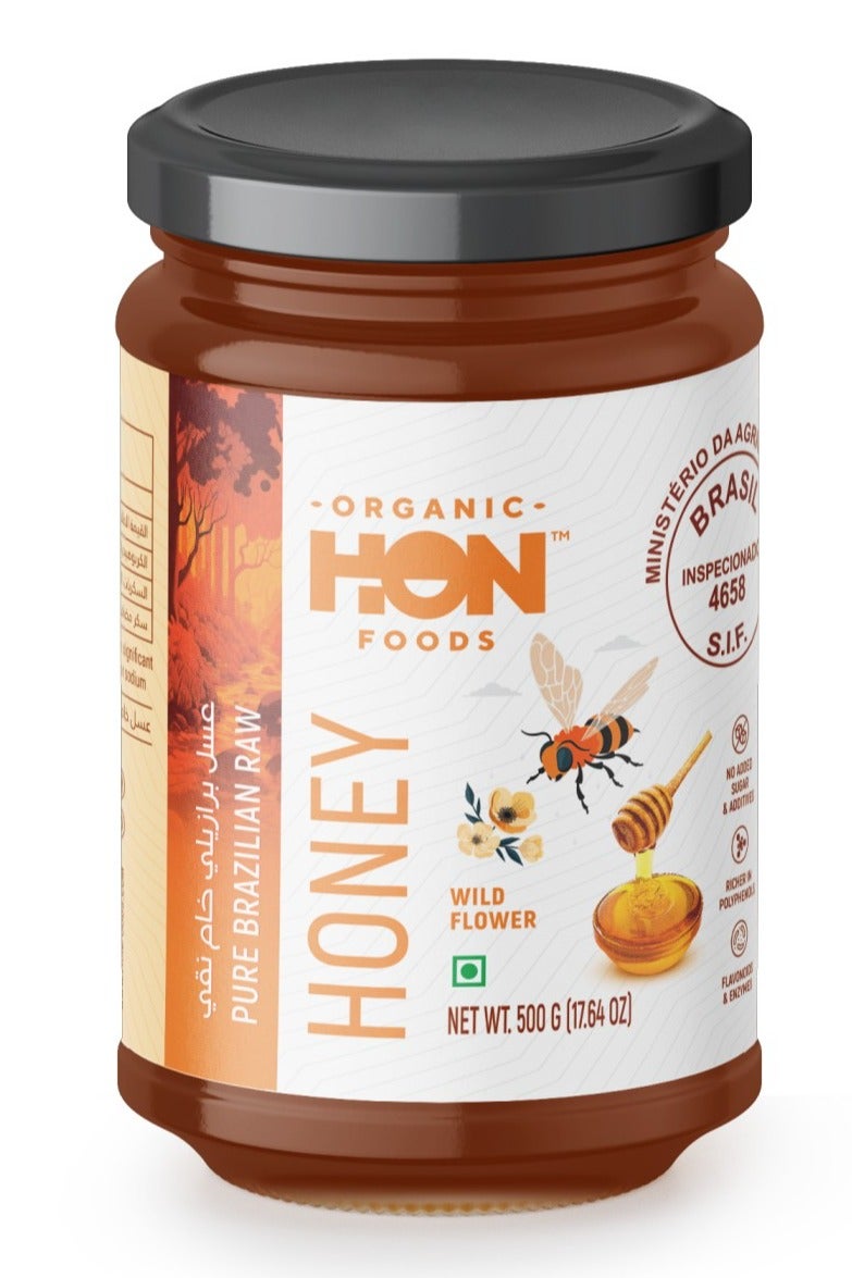 HON FOODS, Organic Pure Brazilian Raw Honey (Wild Flower), 500gm - Image 1