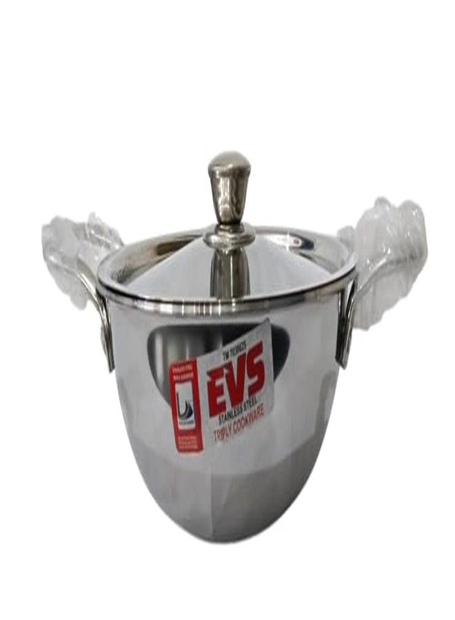 EVS Triply Stainless Steel Kadhai | 3-Layer Cookware | 2 Side Handles | Ideal for Cooking (20 cm)
