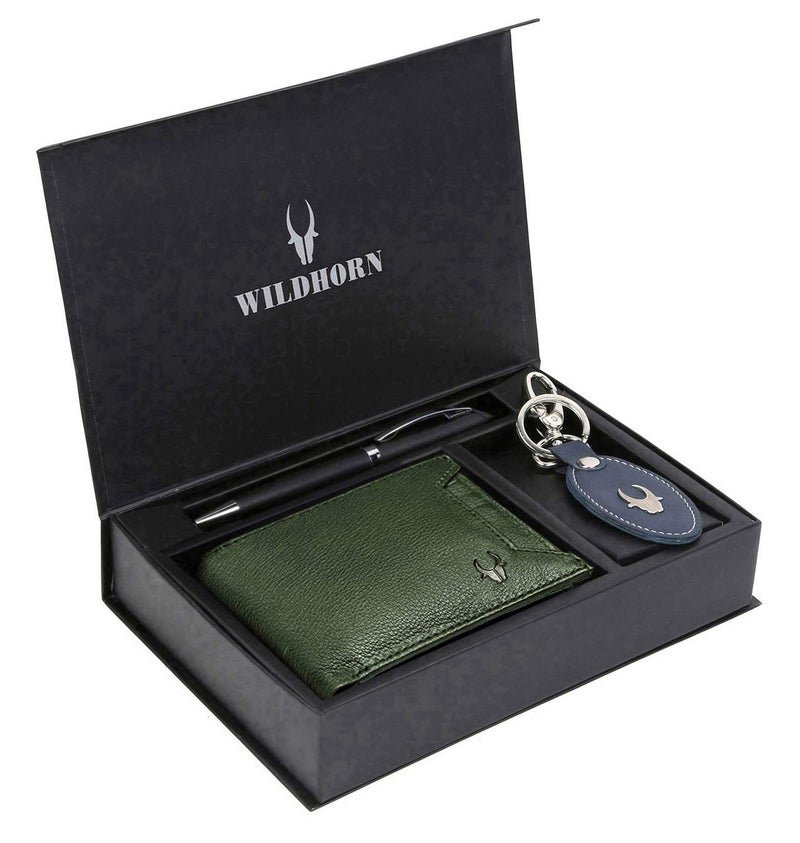 WildHorn Gift Hamper for Men I Leather Wallet, Keychain & Pen Combo Gift Set I Gift for Friend, Boyfriend,Husband,Father, Son etc - Image 1