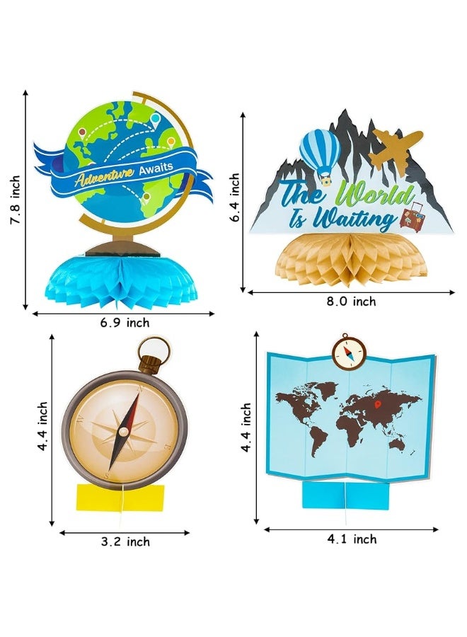 OSNIE 12Pcs Travel Themed Honeycomb Centerpieces Table Toppers Adventure Awaits Party Decor Travel Around The World Bon Voyage Table Decor Photo Props for Let The Adventure Begin Going Away Party - Image 3
