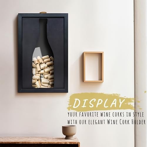 flinelife Wooden Wine Cork Holder 13x8 Wine Cork Collector Shadow Box Perfect for Wine Lover Gift - Image 3