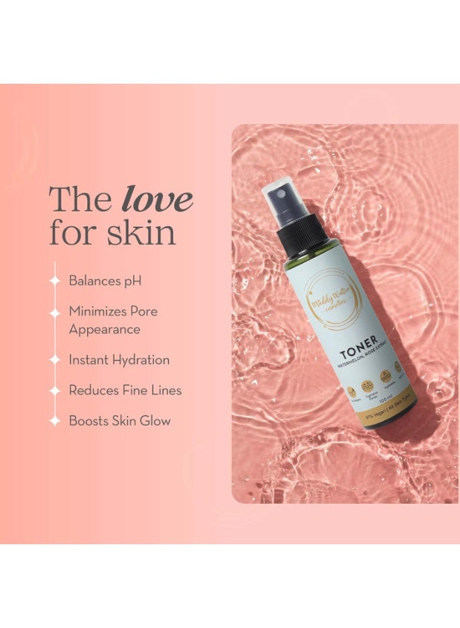 Muddy Water Alcohol Free Face Toner - 100ml | Helps In Tightens Pores, Hydrats Skin & pH Balanced | Enriched with Watermelon & Rose Extract Face Toner for Men & Women | All Skin Types - Image 2