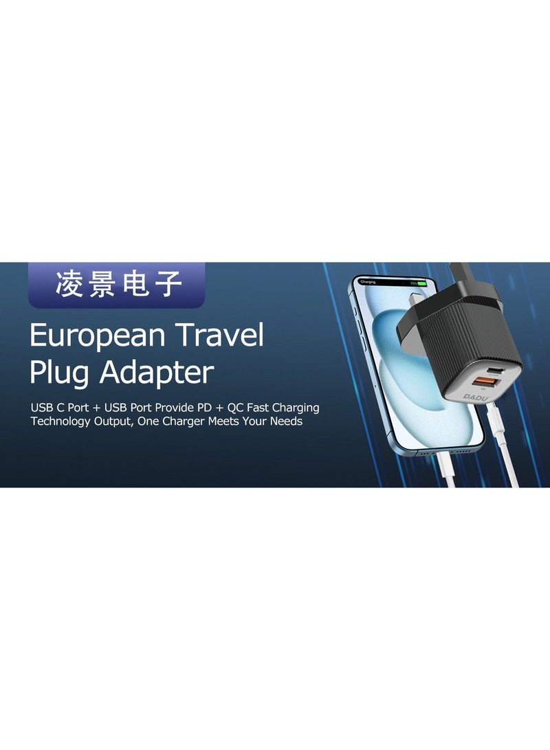 دادو شاحن حائط DADU GaN بقوة 25 واط موديل DC 369 – تقنية شحن سريع PD وQC بمنفذ USB-C، قابس أوروبي للسفر، منفذ USB-C واحد لشحن فائق السرعة، متوافق مع iPhone 17/16/15/14/13/12 وجميع أجهزة أندرويد - Image 2