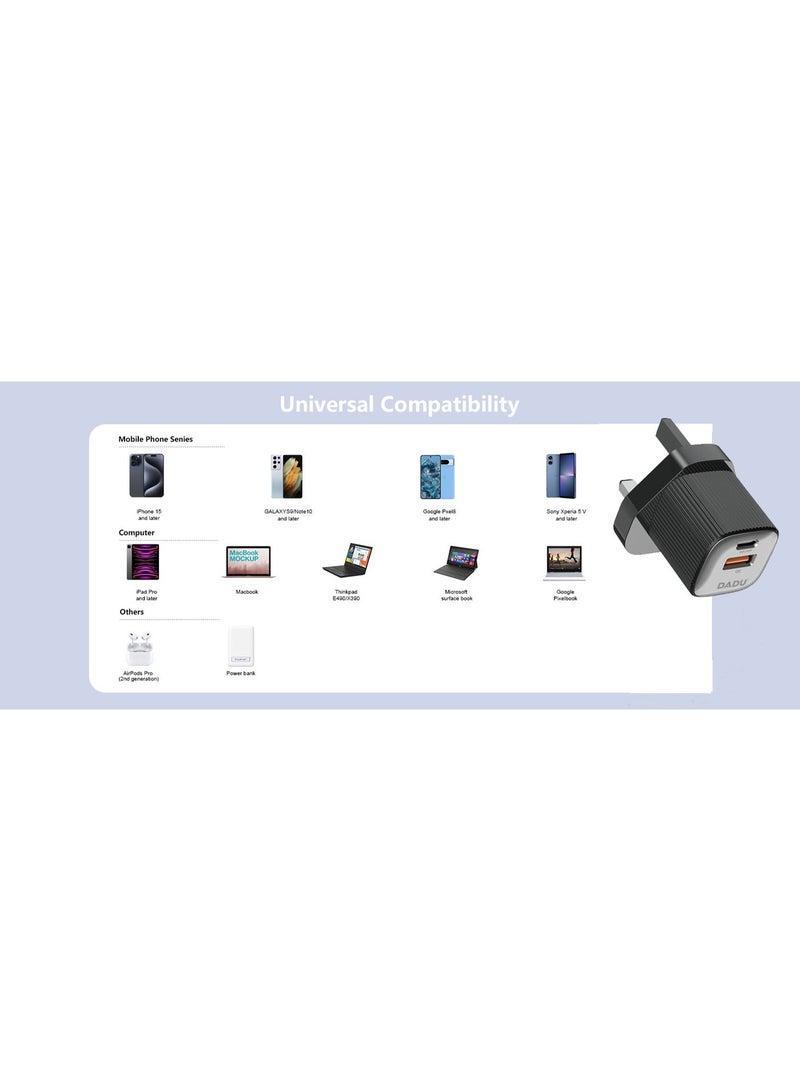 دادو شاحن حائط DADU GaN بقوة 25 واط موديل DC 369 – تقنية شحن سريع PD وQC بمنفذ USB-C، قابس أوروبي للسفر، منفذ USB-C واحد لشحن فائق السرعة، متوافق مع iPhone 17/16/15/14/13/12 وجميع أجهزة أندرويد - Image 4
