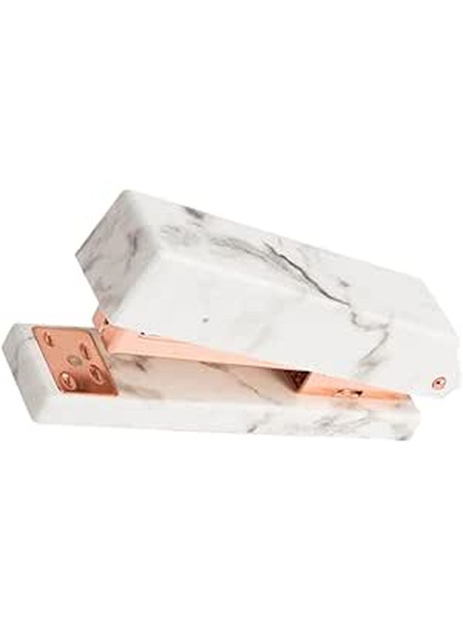 Marble Pattern Handheld Stapler With 12 Staples Rose Gold Office Desktop Stapling Machine For School Home - Image 1