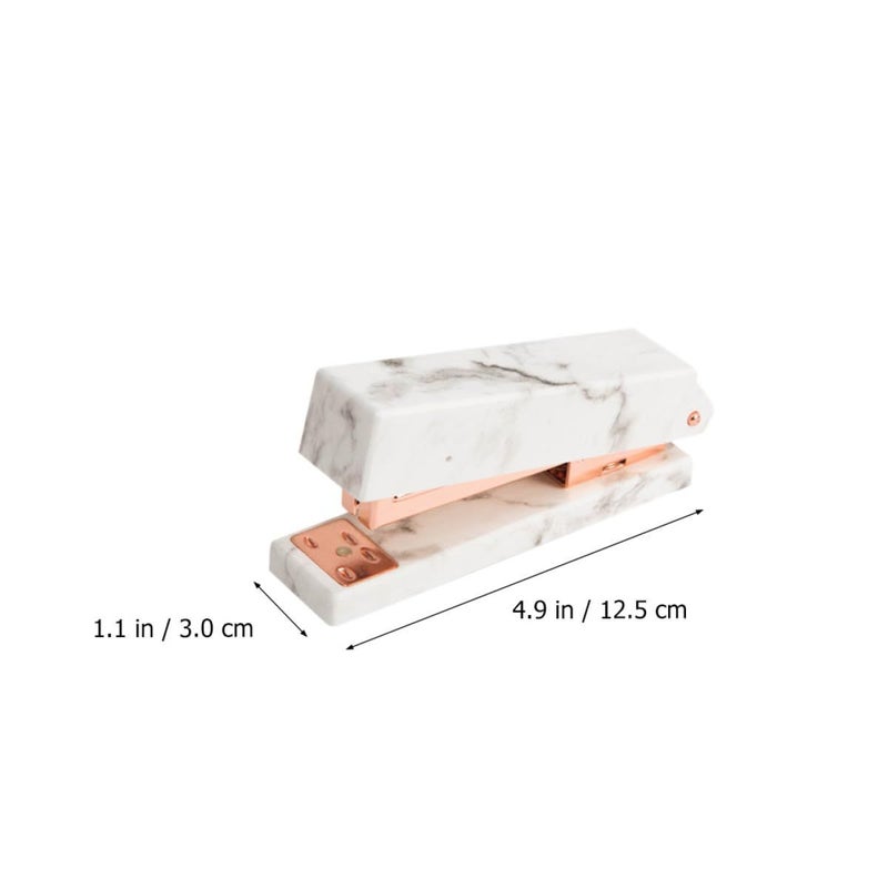 Marble Pattern Handheld Stapler With 12 Staples Rose Gold Office Desktop Stapling Machine For School Home - Image 3