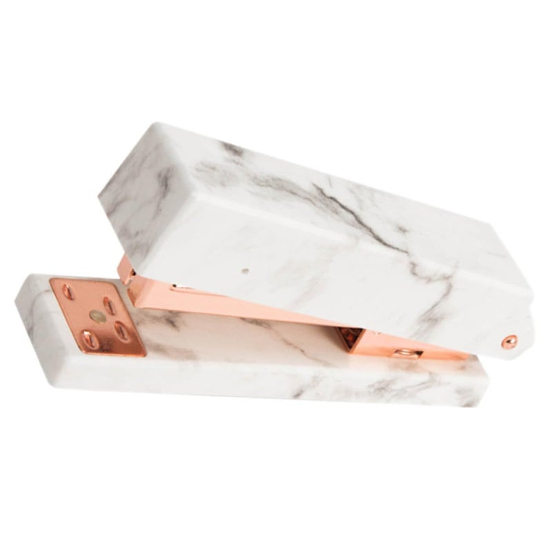 Marble Pattern Handheld Stapler With 12 Staples Rose Gold Office Desktop Stapling Machine For School Home - Image 2